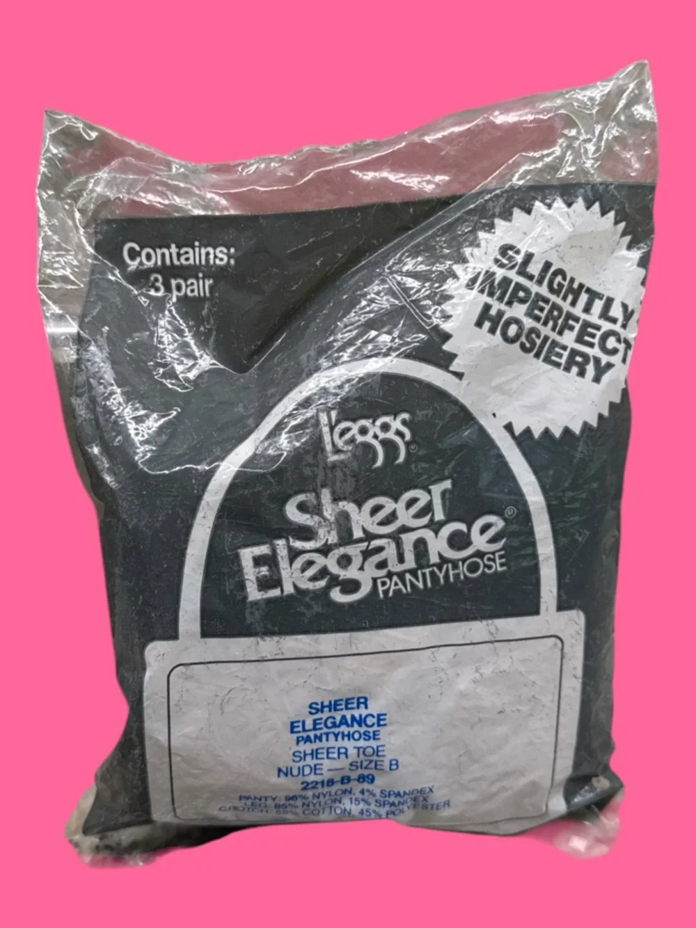 L’EGGS SHEER ELEGANCE PANTYHOSE SHEER TOE SLIGHTLY IMPERFECT NUDE PKG/3 SIZE B